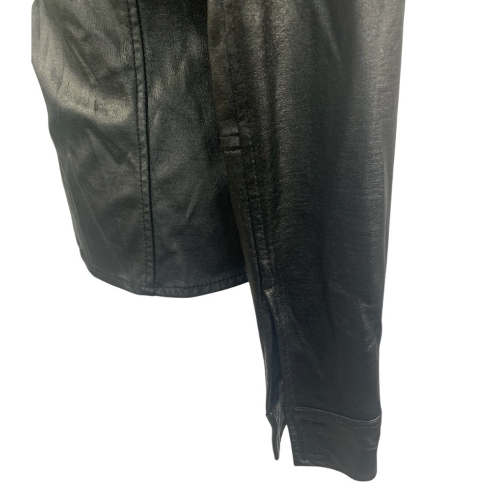 NY Jeans Shirt Coated Leatherette Fabrication Long Sleeve Shacket Casual Black S - Picture 7 of 10